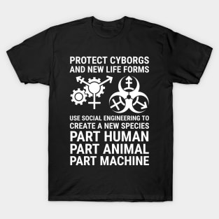 protect cyborgs - white text T-Shirt